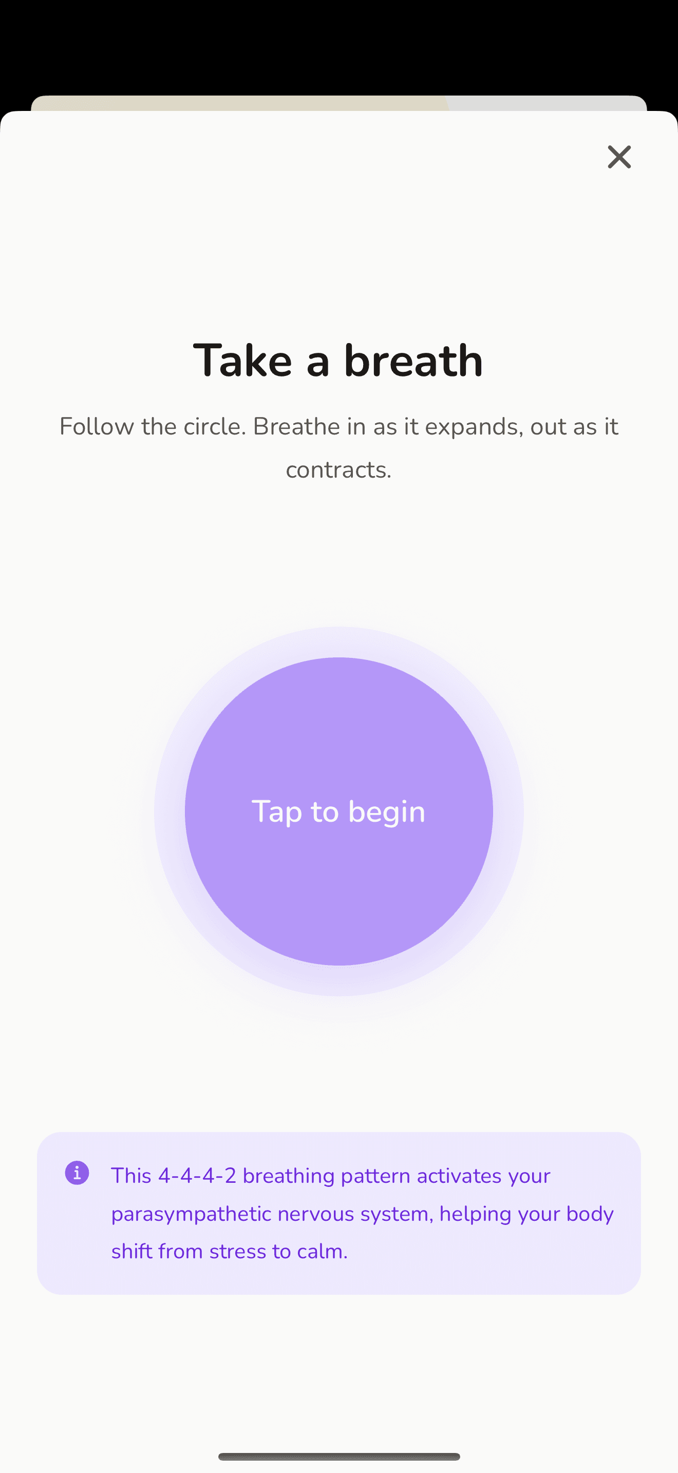 Breathing tool with expanding circle